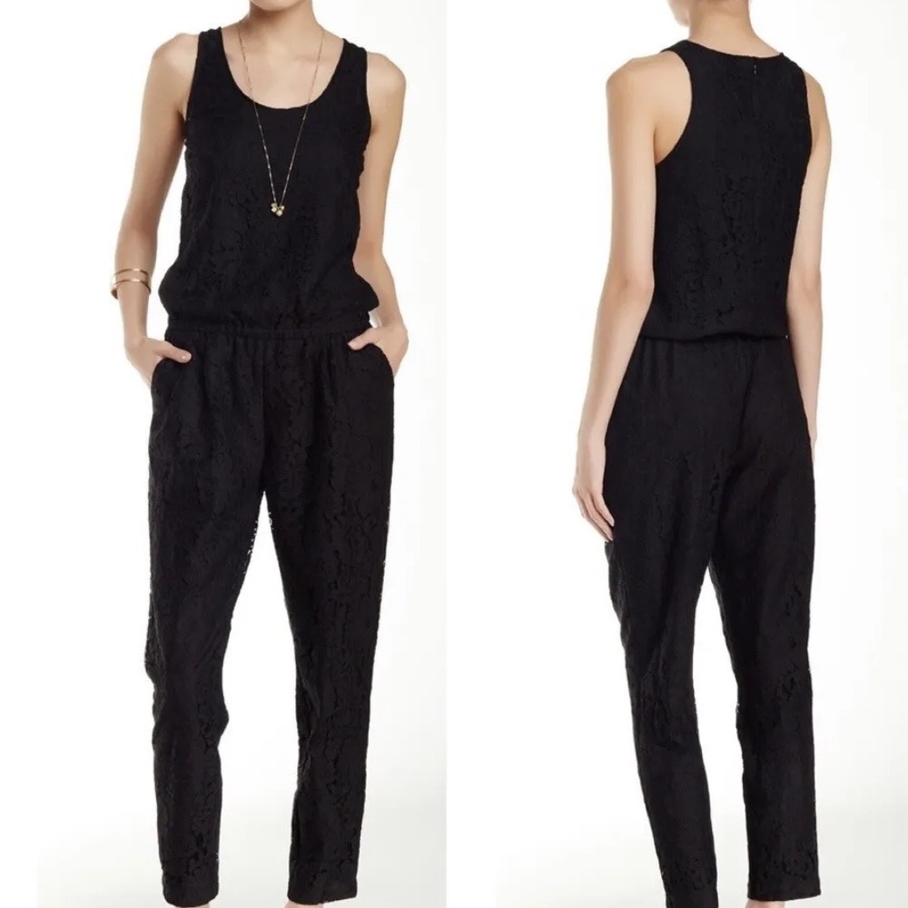 Joie Black Stretchy Sleeveless Scoop Neck Elastic Waist Jumpsuit size XS